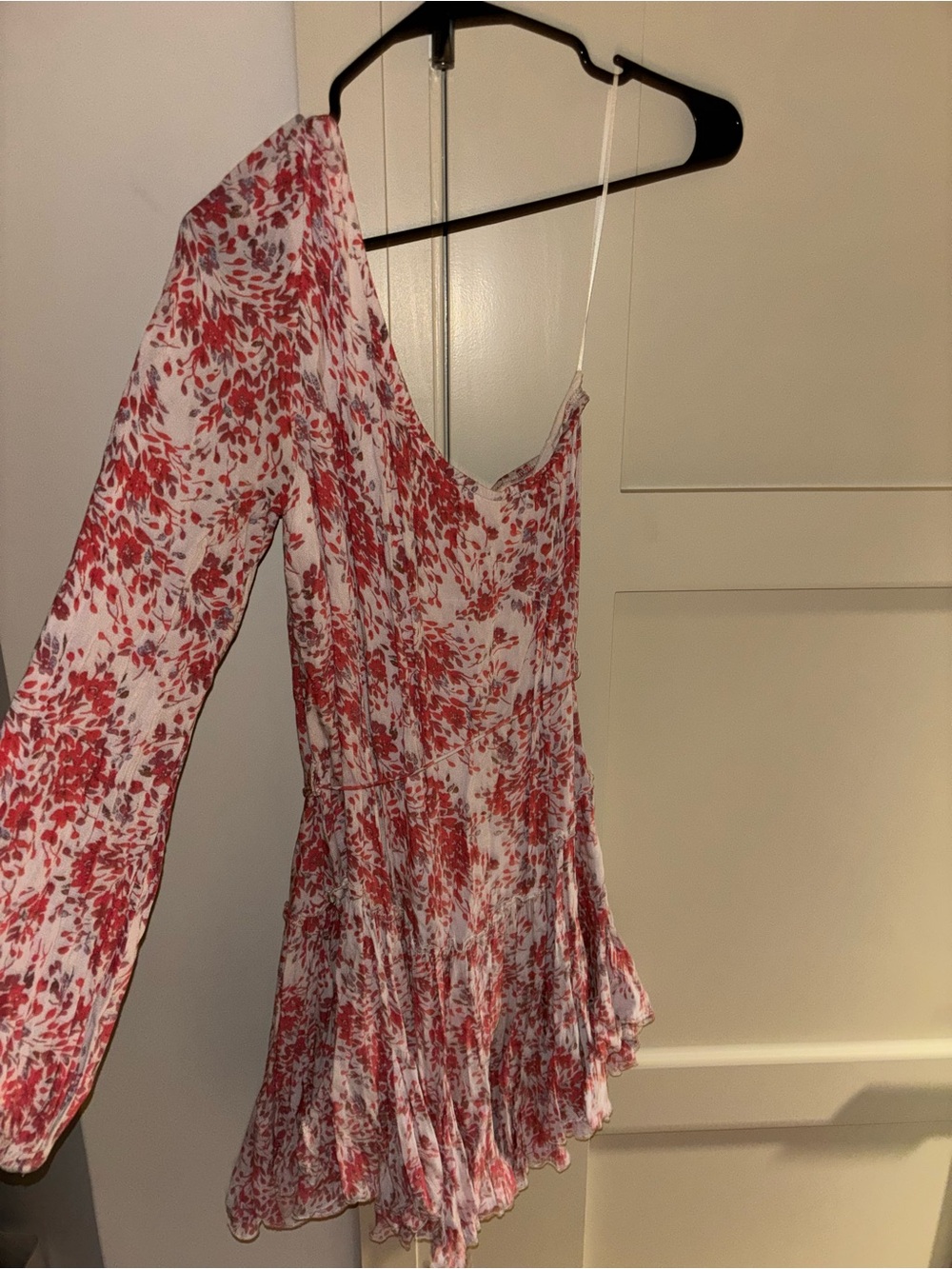 Red Floral One-Shoulder Mini Dress